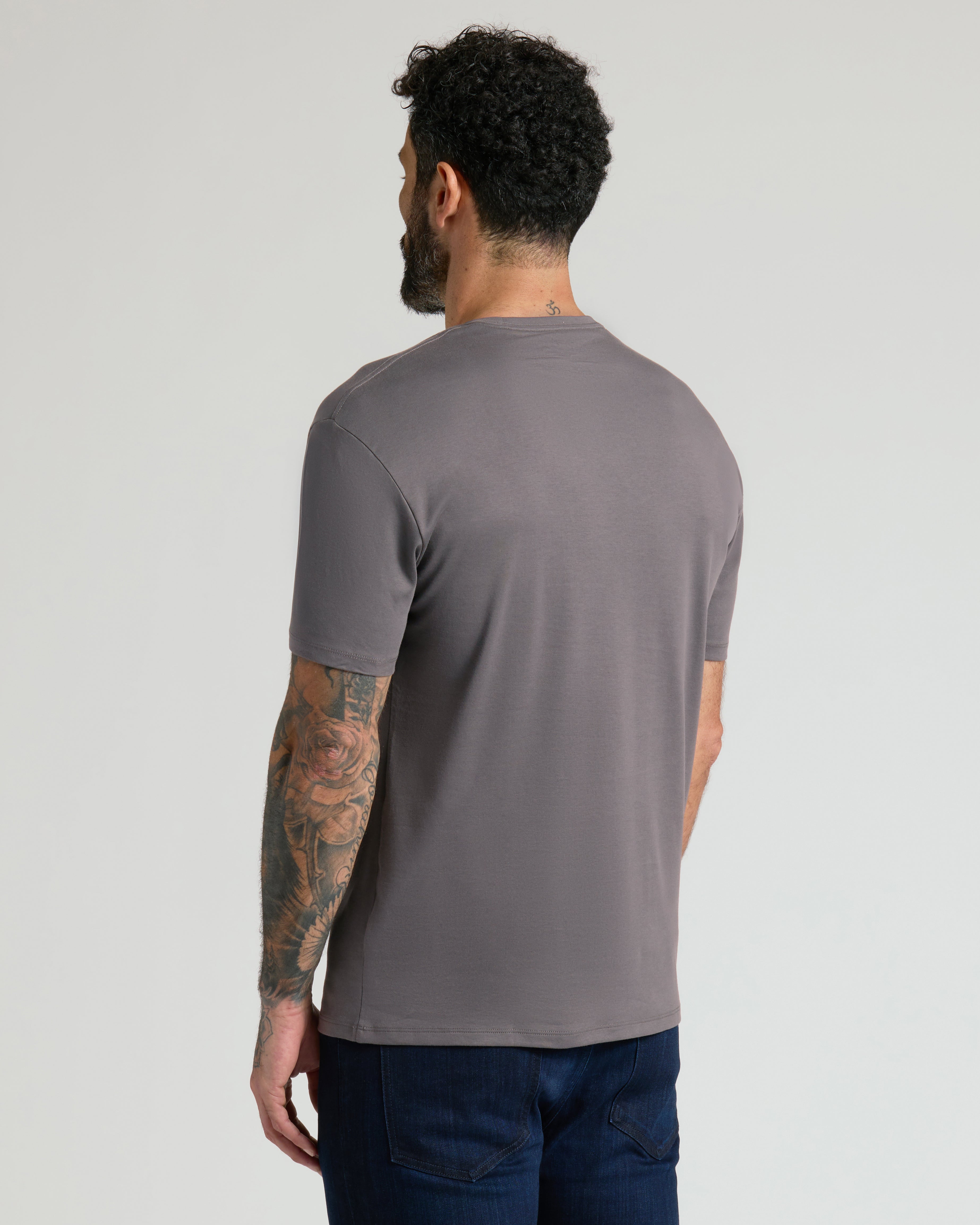 Camiseta Clássica Gola Redonda - Cinza claro