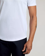 Kit com 6 Camisetas Gola Redonda com Barra Curva - Branco