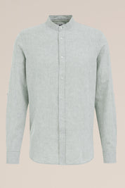 Camisa Regular Fit em Linho Misto com Gola Mao - Menta