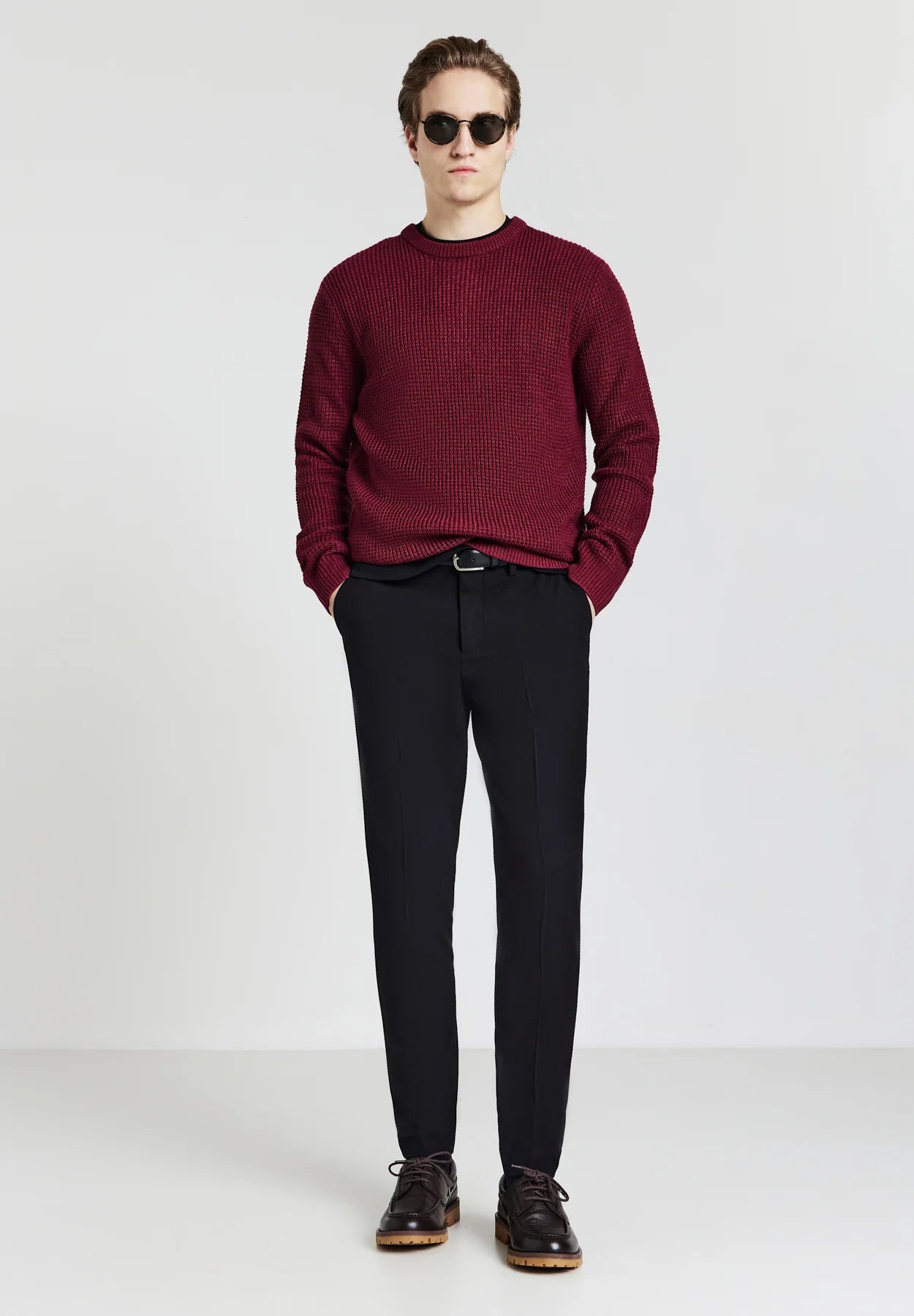 Suéter Masculino Gola Redonda em Poliacrílico - Vermelho