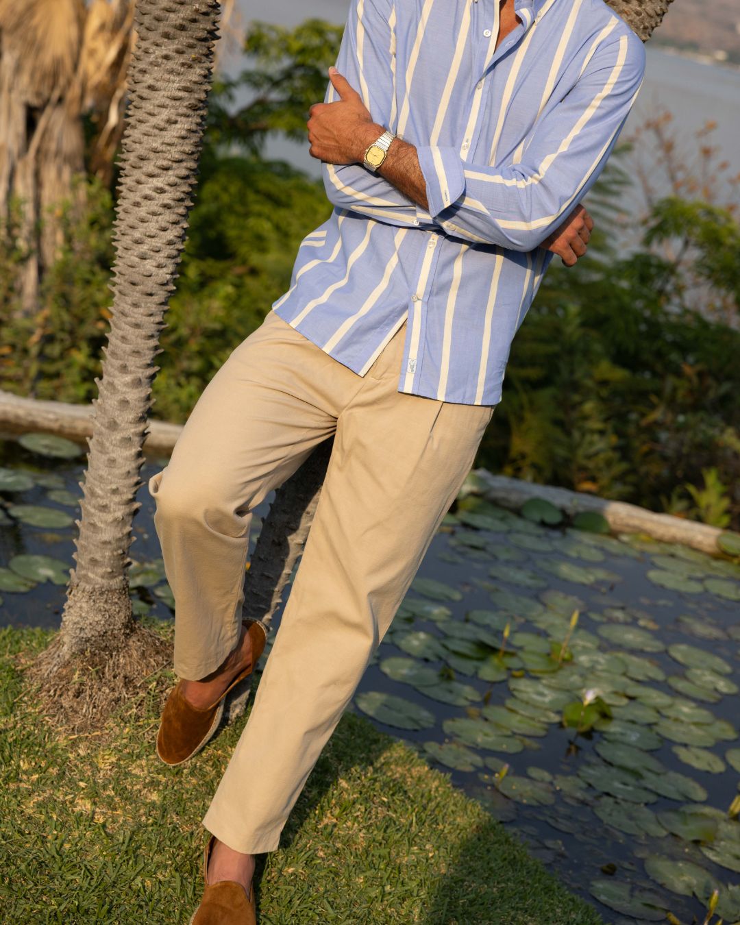 Calça Reta em Linho - Creme