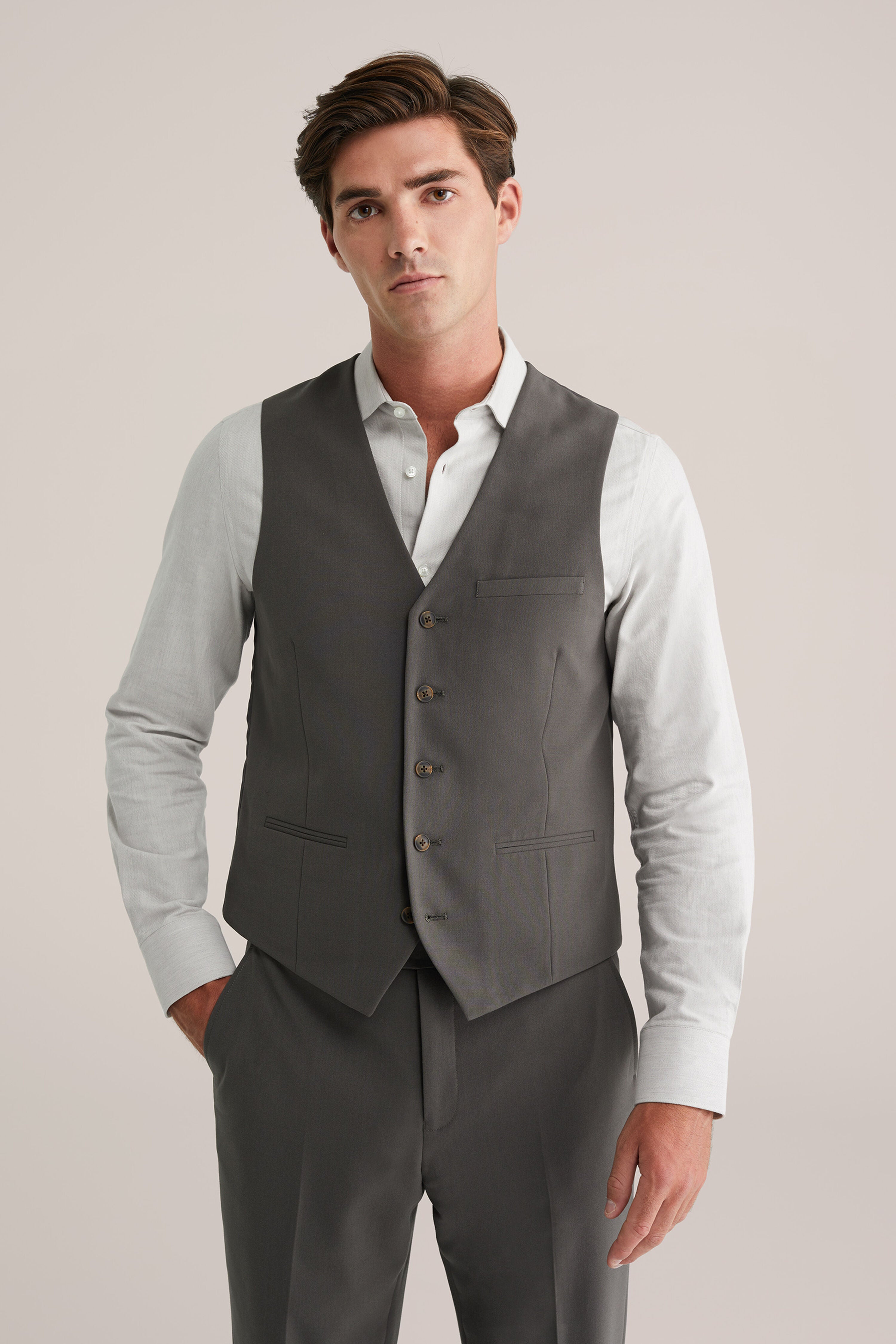 Colete Regular Fit Alfaiataria Masculino - Cinza escuro