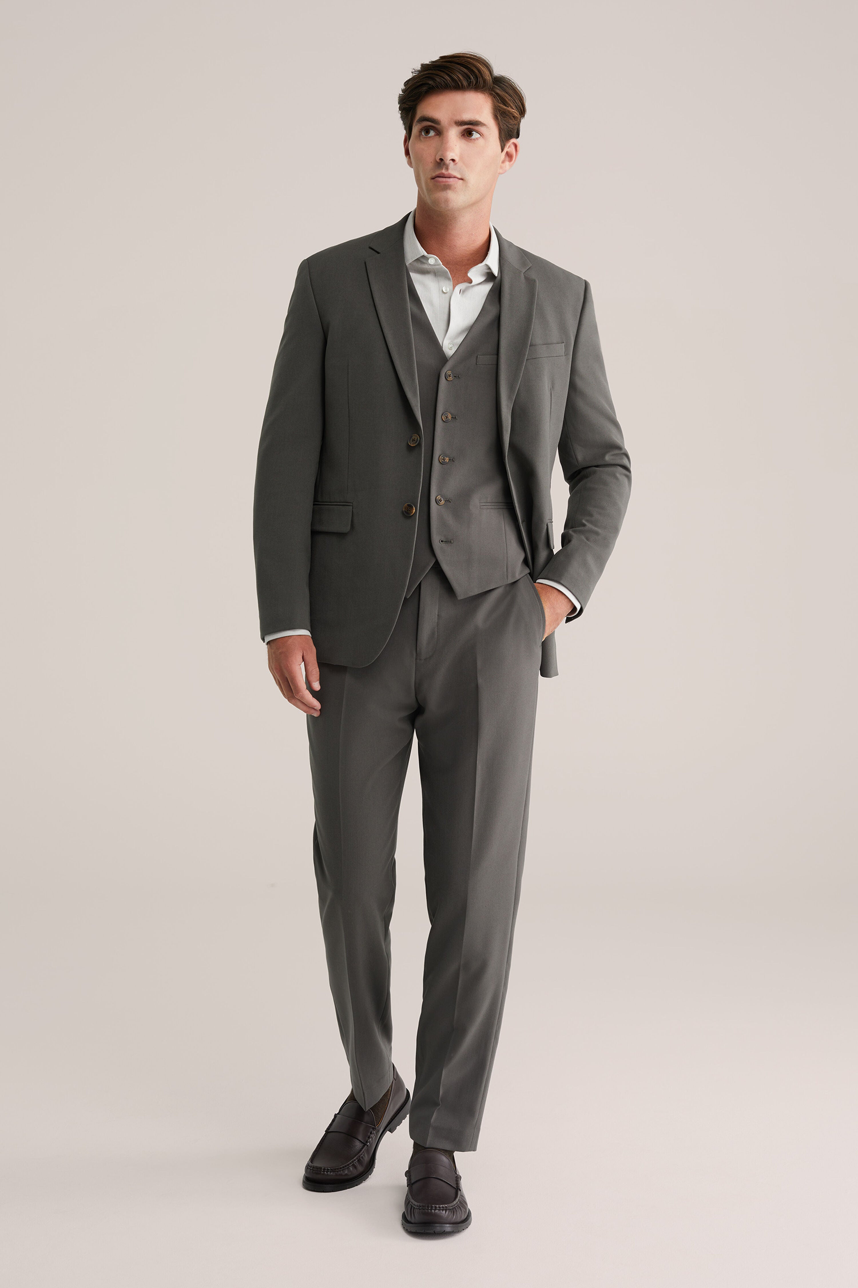 Colete Regular Fit Alfaiataria Masculino - Cinza escuro