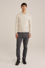 Suéter de Malha Fina com Gola Troyer e Zíper - Bege