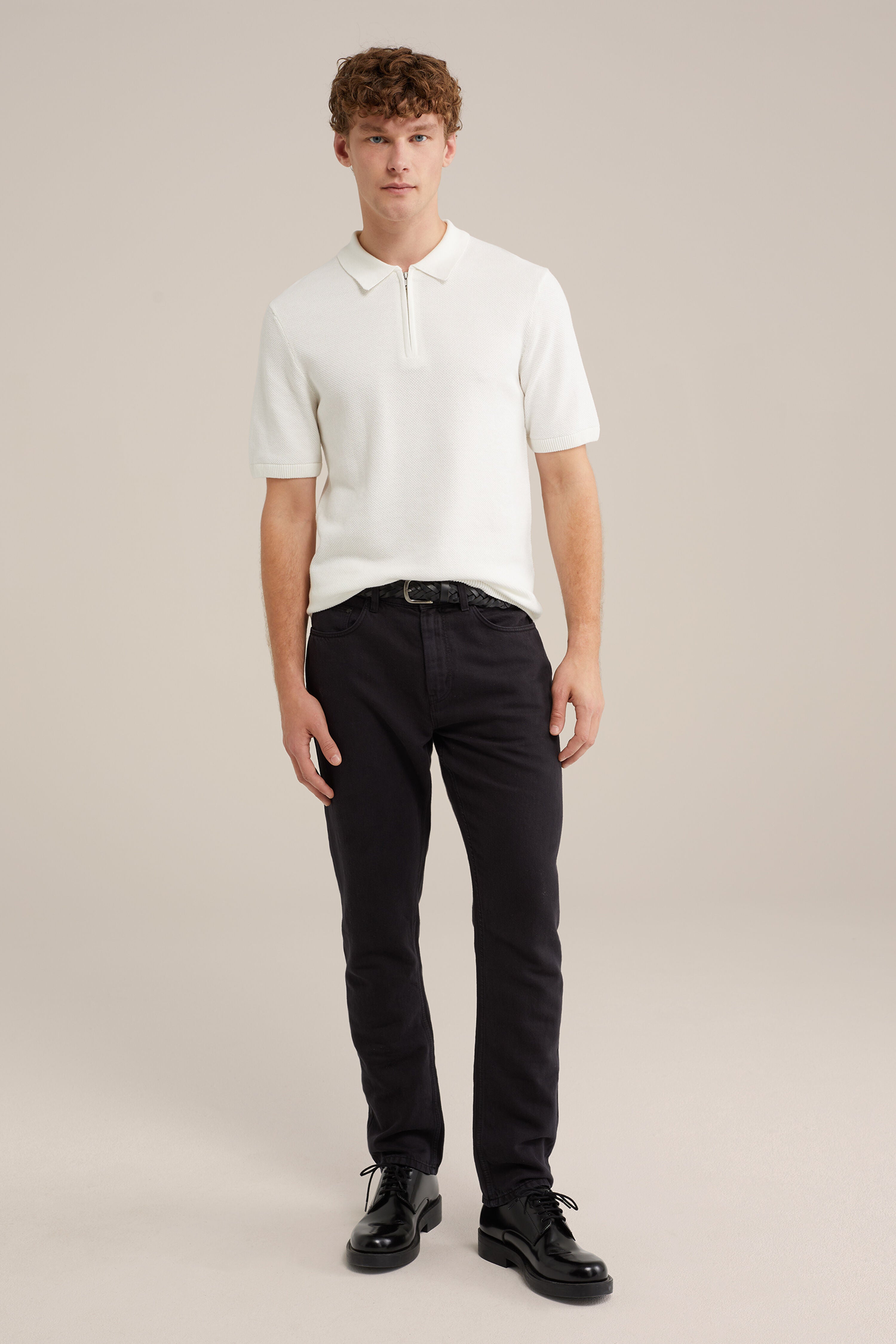 Camisa Gola Polo com Zíper - Branco