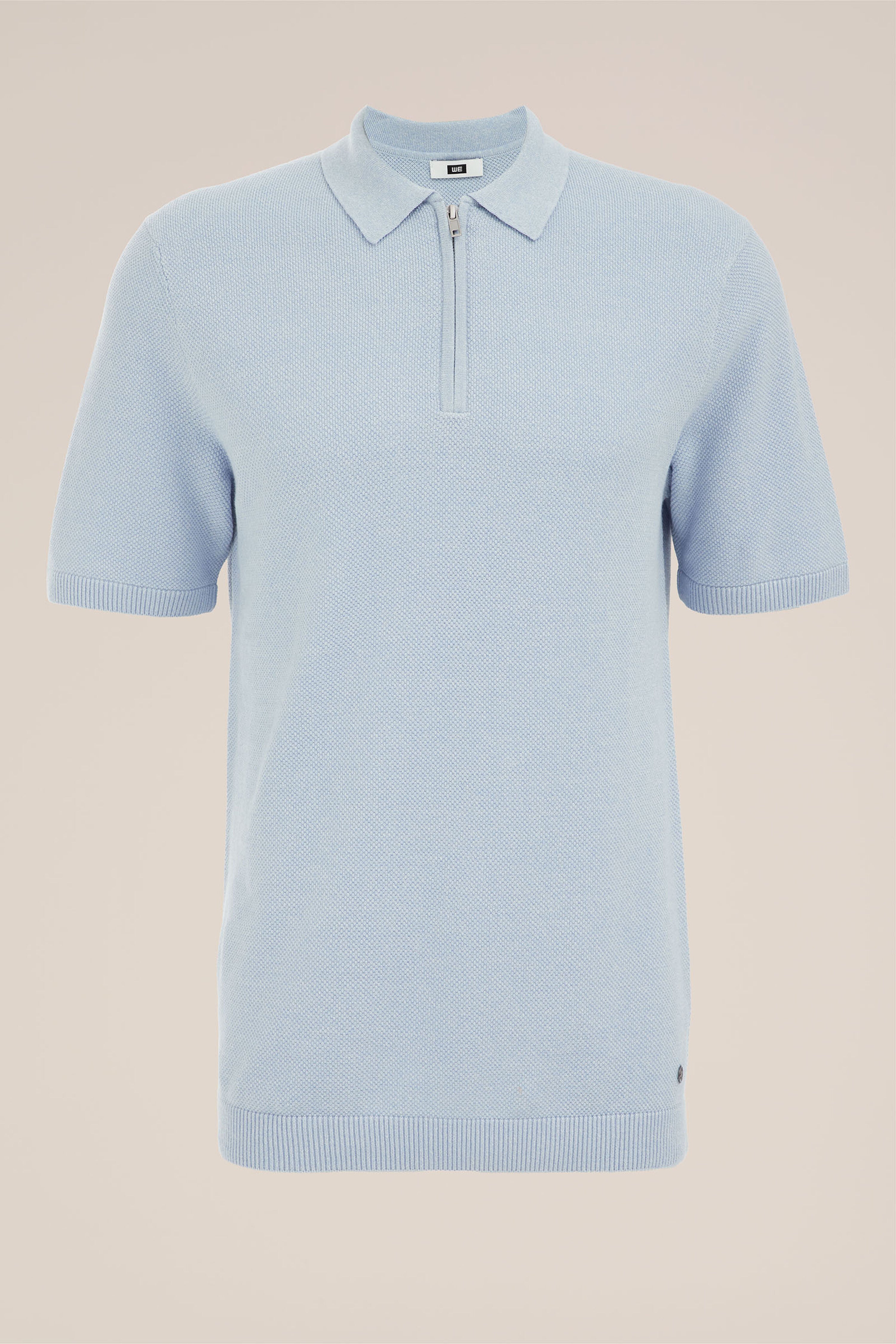 Camisa Gola Polo com Zíper - Azul claro