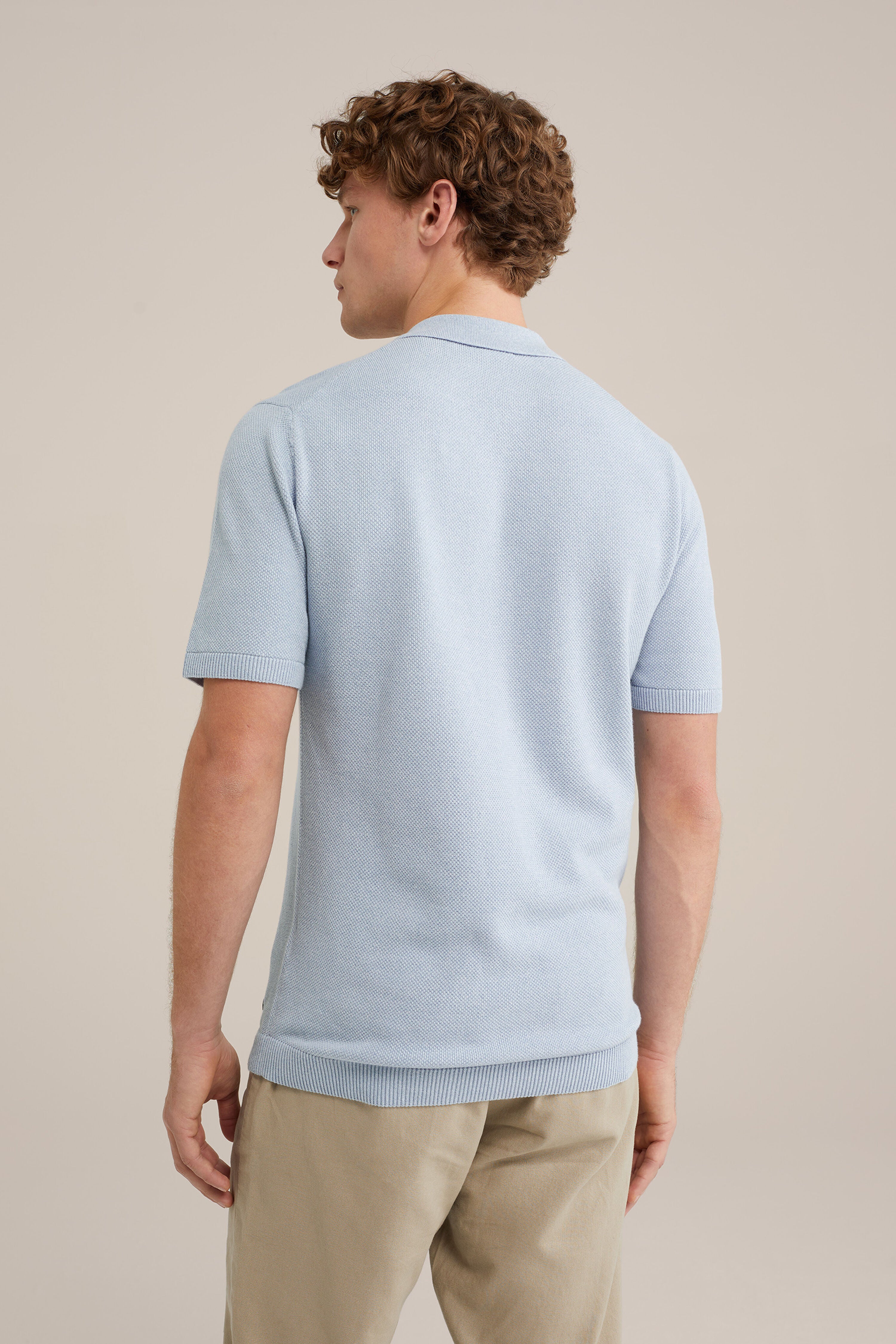 Camisa Gola Polo com Zíper - Azul claro