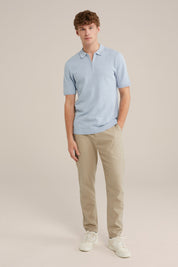 Camisa Gola Polo com Zíper - Azul claro