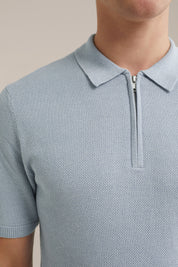 Camisa Gola Polo com Zíper - Azul claro