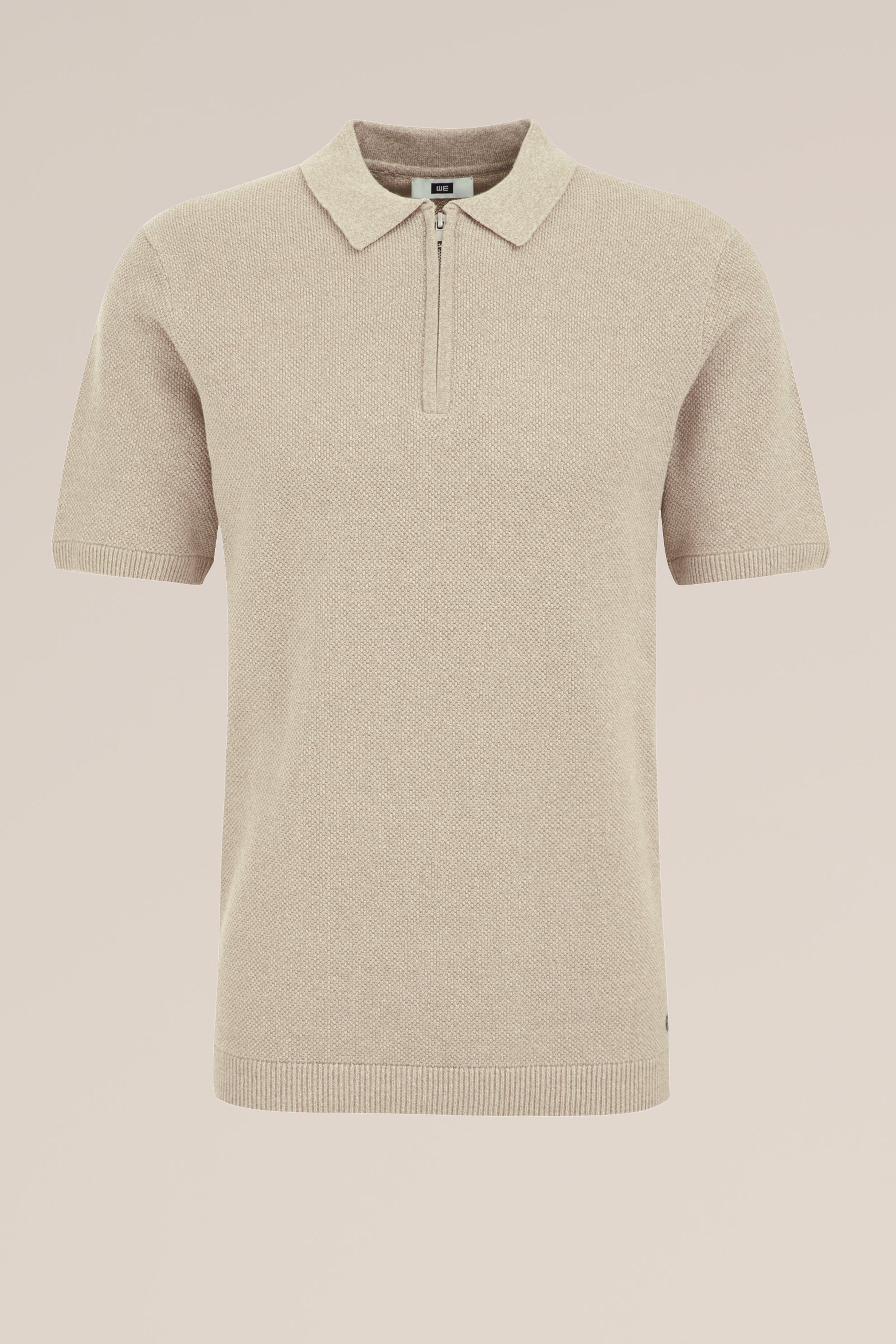Camisa Gola Polo com Zíper - Bege