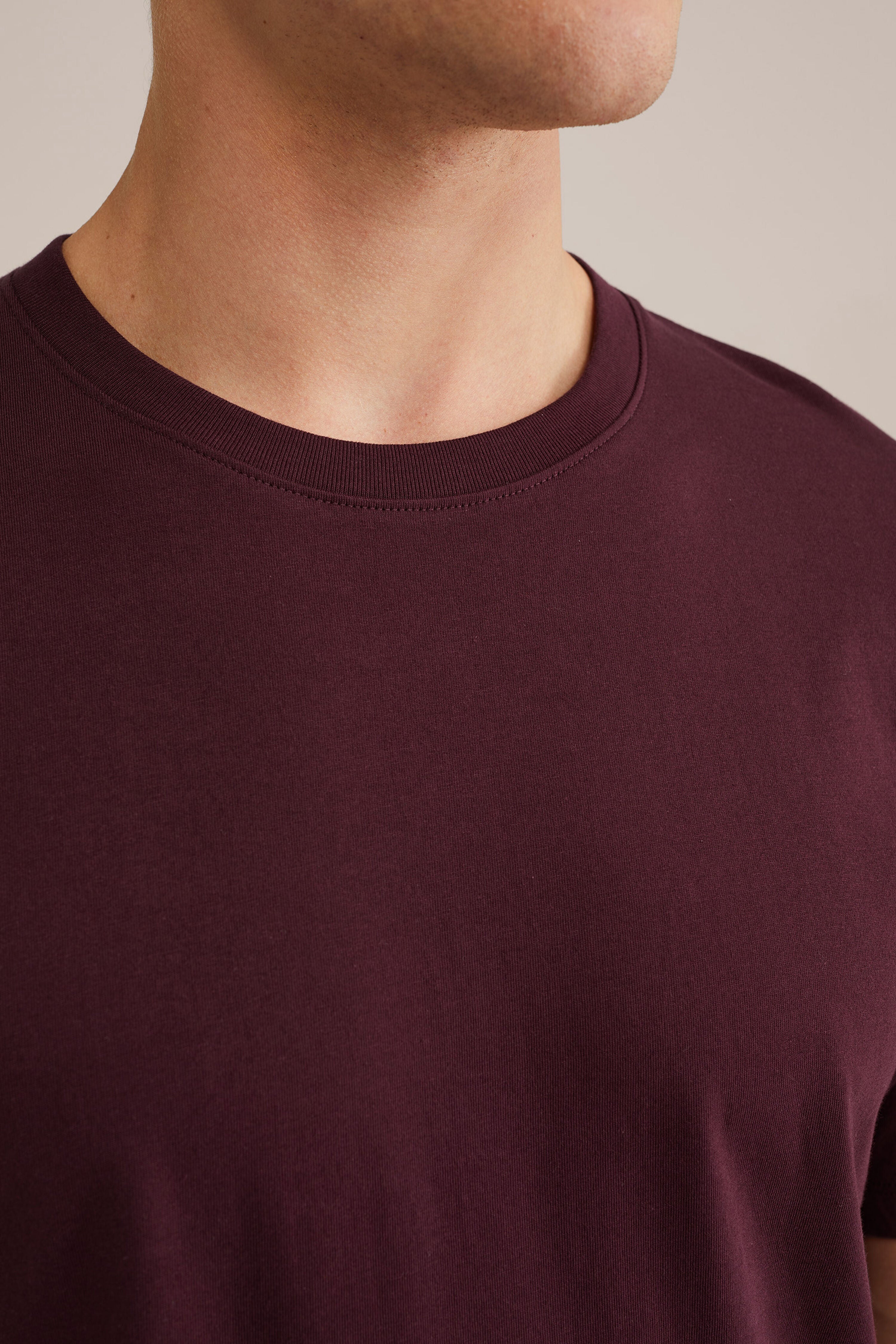 Camiseta Básica de Corte Regular - Vinho