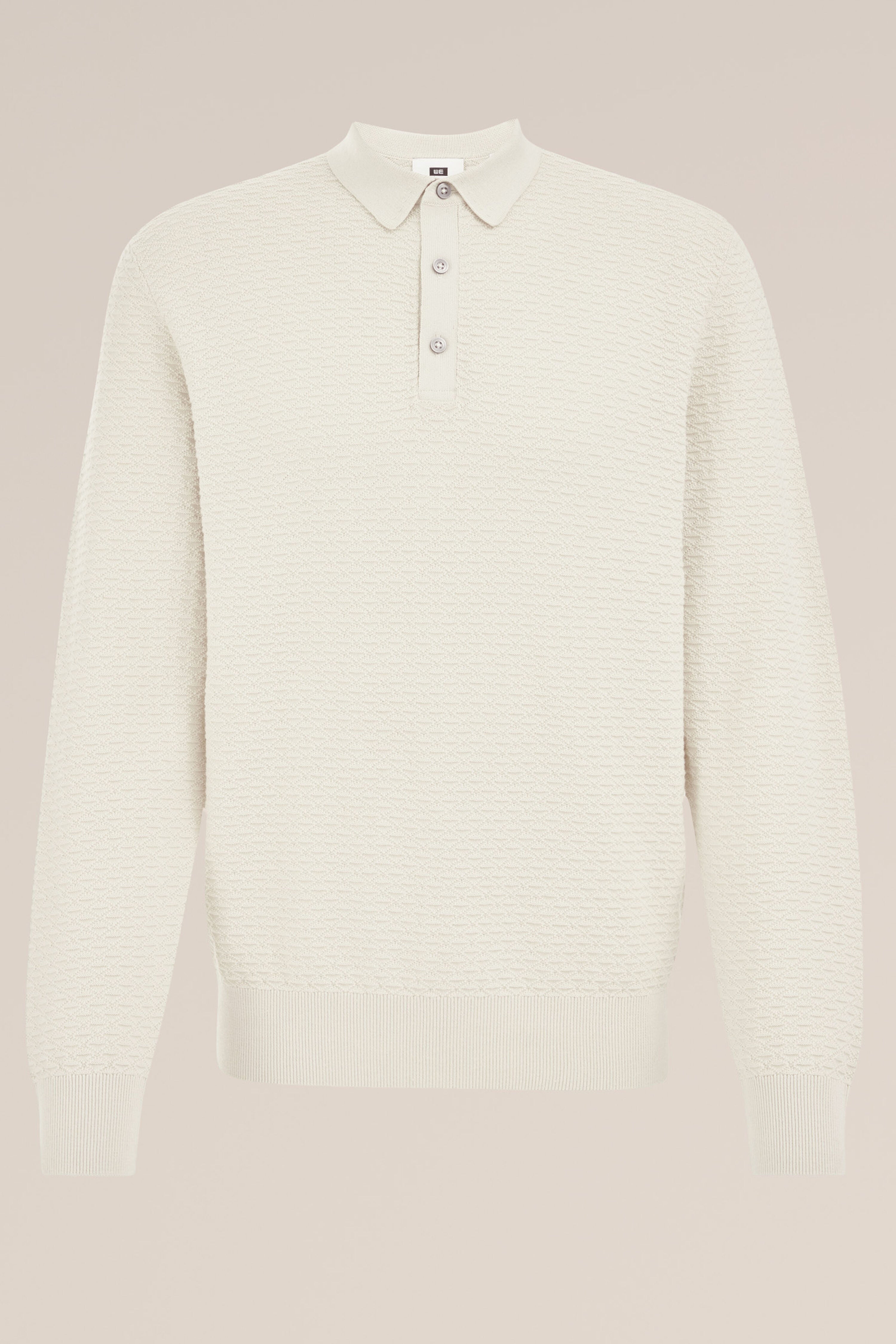 Camisa Polo de Malha Texturizada - Off white