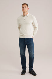 Camisa Polo de Malha Texturizada - Off white