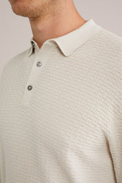 Camisa Polo de Malha Texturizada - Off white