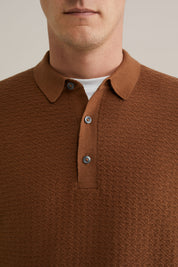 Camisa Polo de Malha Texturizada - Marrom