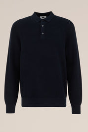 Camisa Polo de Malha Texturizada - Azul marinho