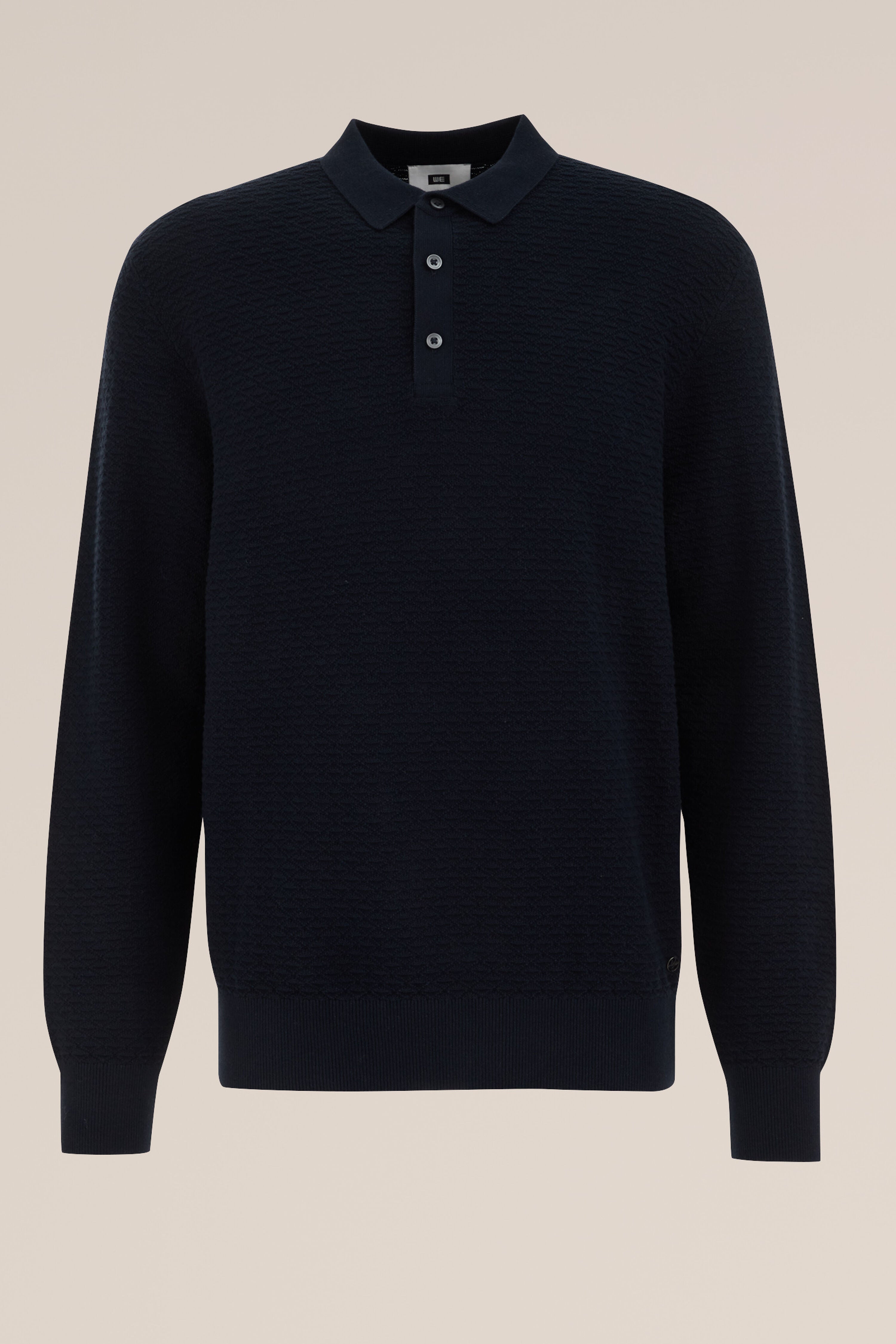 Camisa Polo de Malha Texturizada - Azul marinho