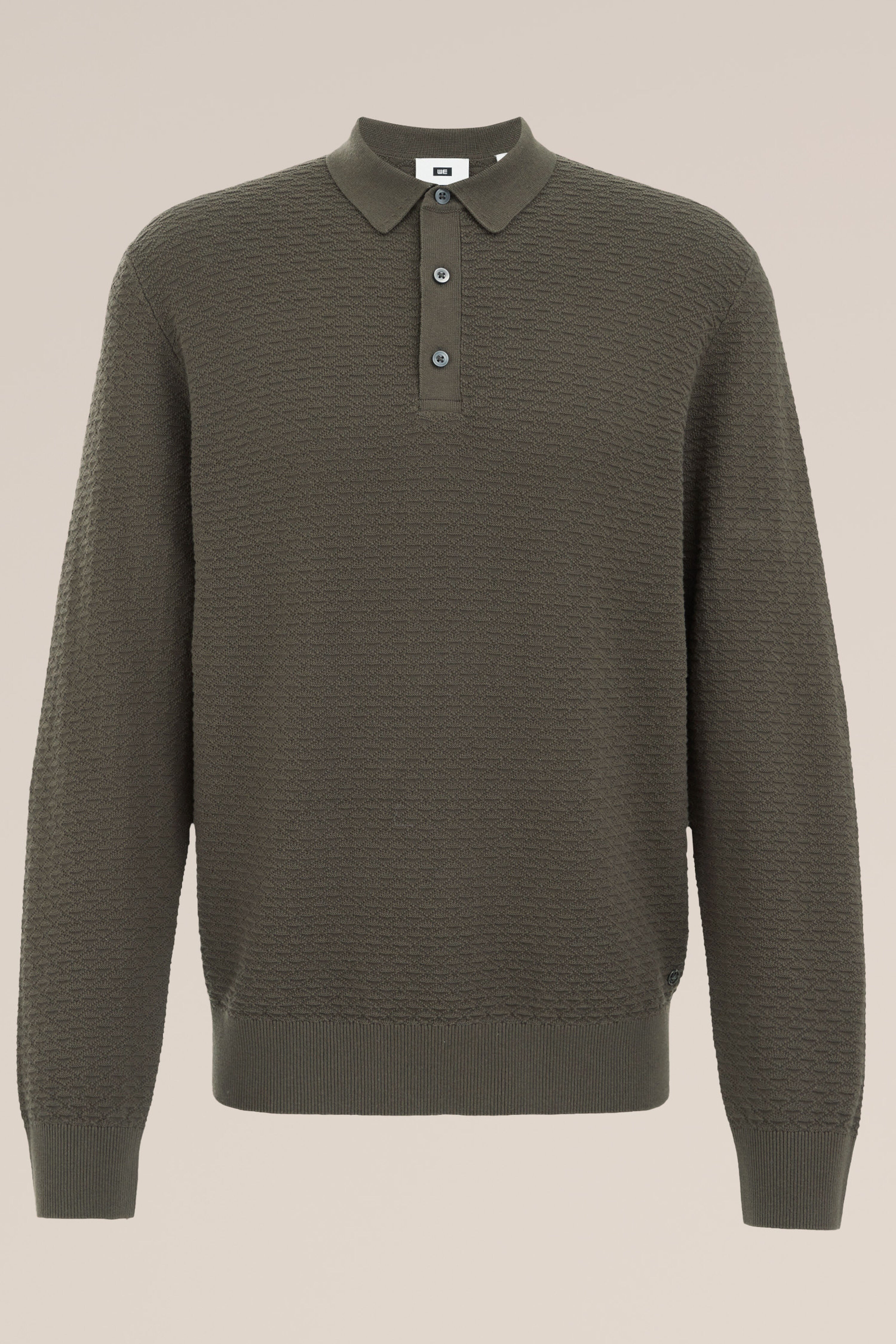 Camisa Polo de Malha Texturizada - Verde oliva