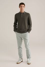 Camisa Polo de Malha Texturizada - Verde oliva