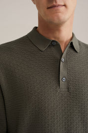 Camisa Polo de Malha Texturizada - Verde oliva
