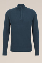 Suéter de Corte Regular com Zíper - Azul