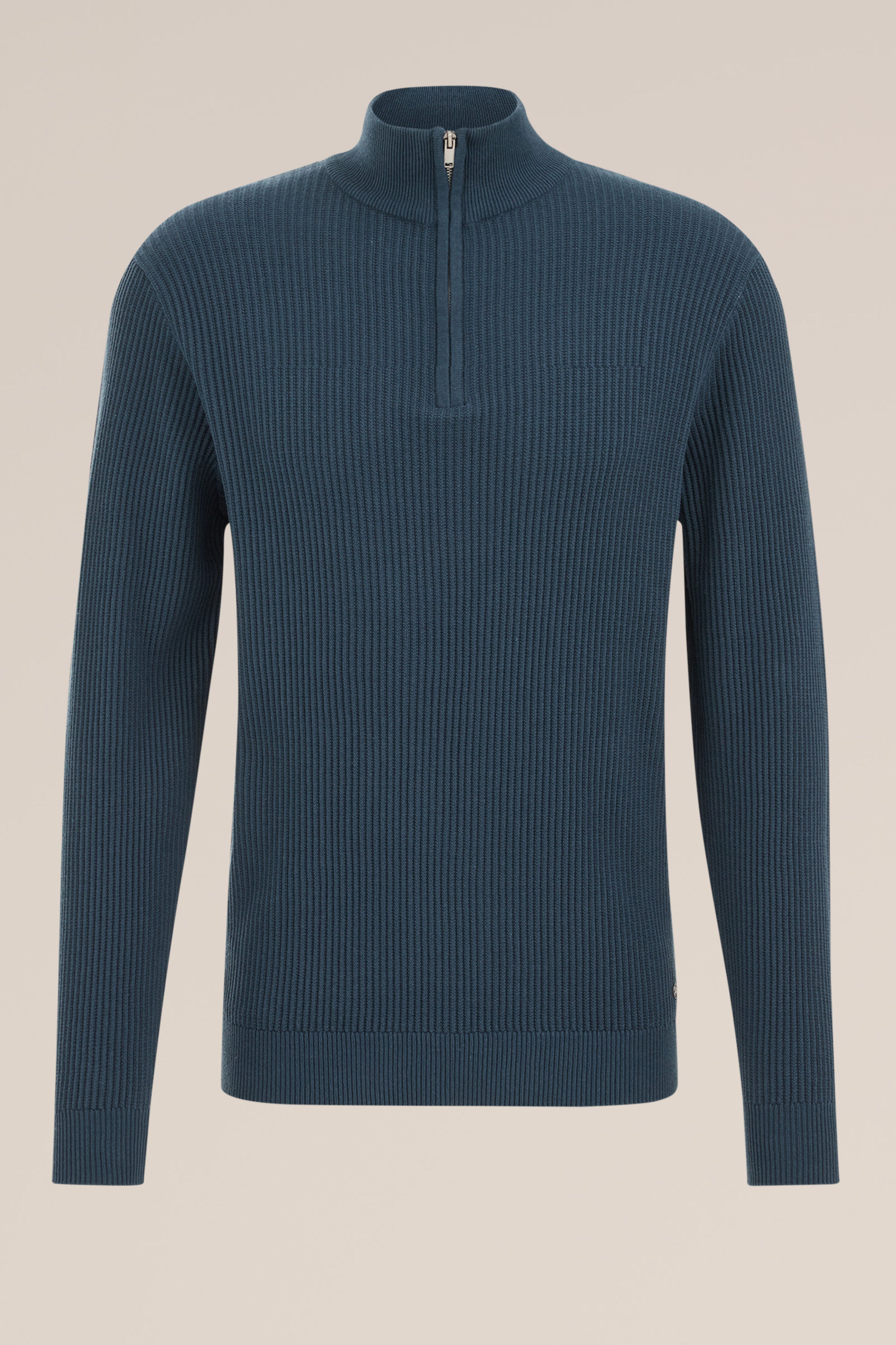 Suéter de Corte Regular com Zíper - Azul