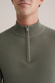 Suéter de Corte Regular com Zíper - Verde