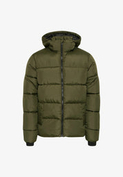 Jaqueta Puffer Ultraleve com Capuz - Verde Militar