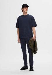 Camiseta Básica Masculina Oversized Gola Redonda - Azul marinho