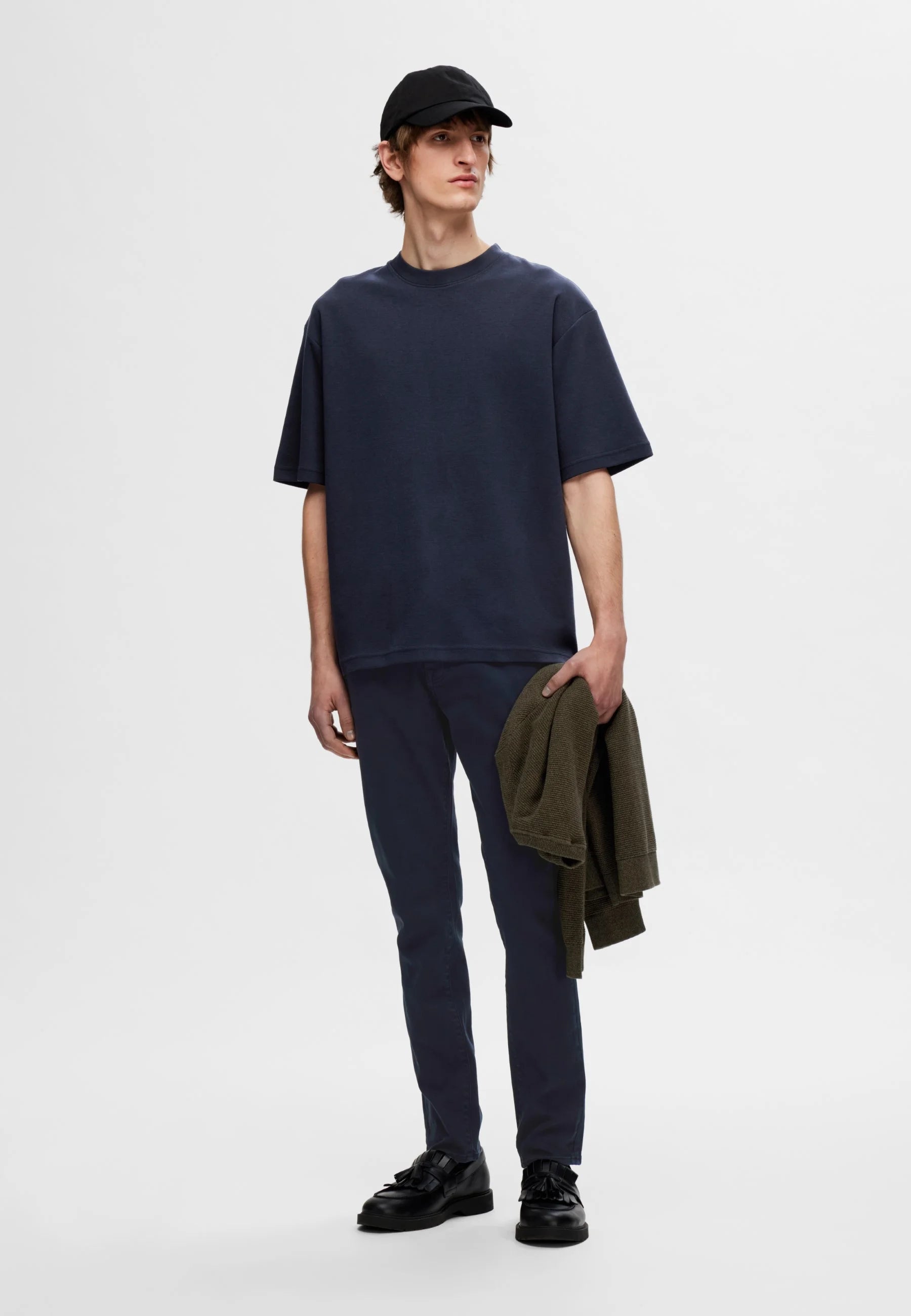 Camiseta Básica Masculina Oversized Gola Redonda - Azul marinho