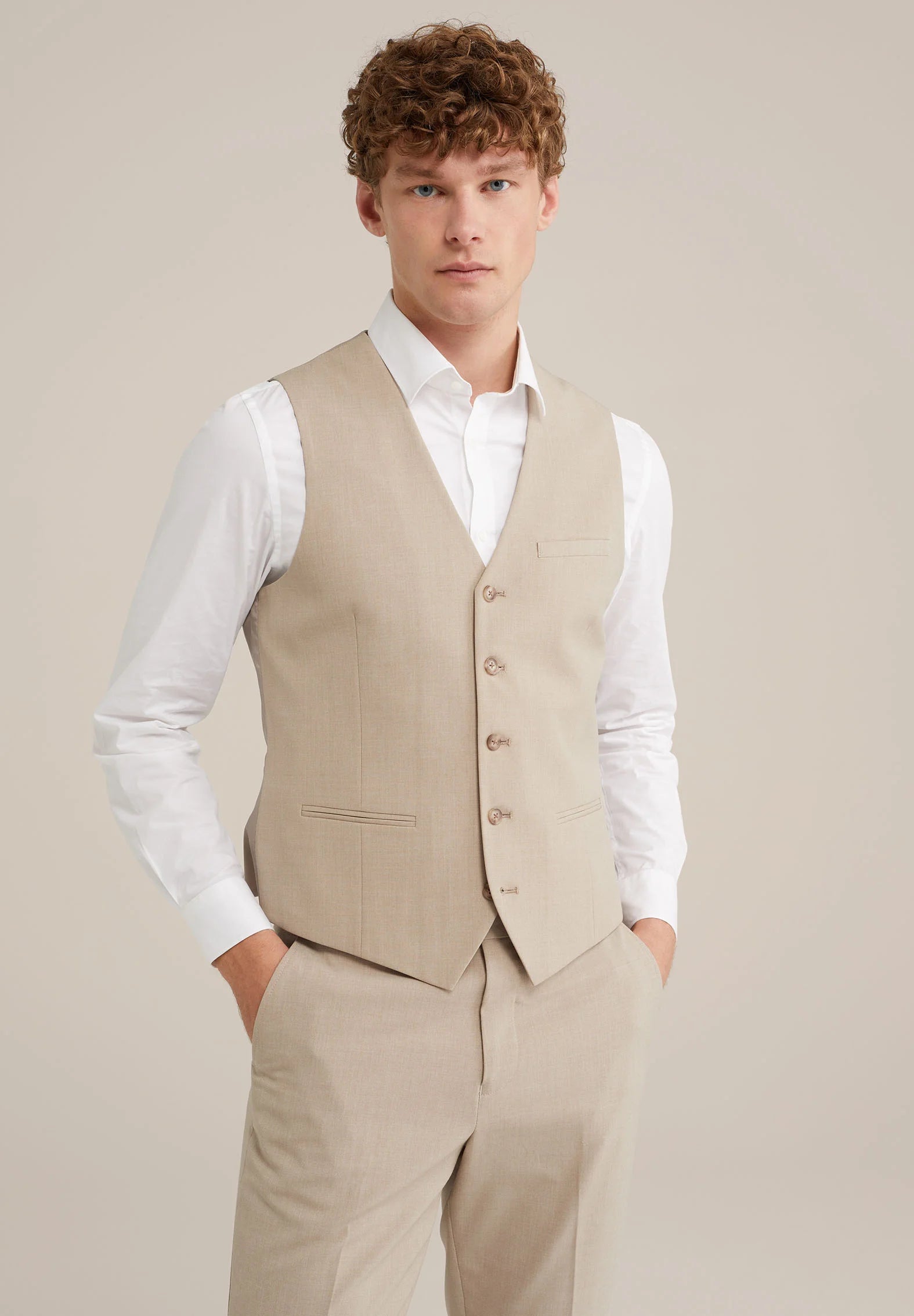 Colete Regular Fit Alfaiataria Masculino - Bege