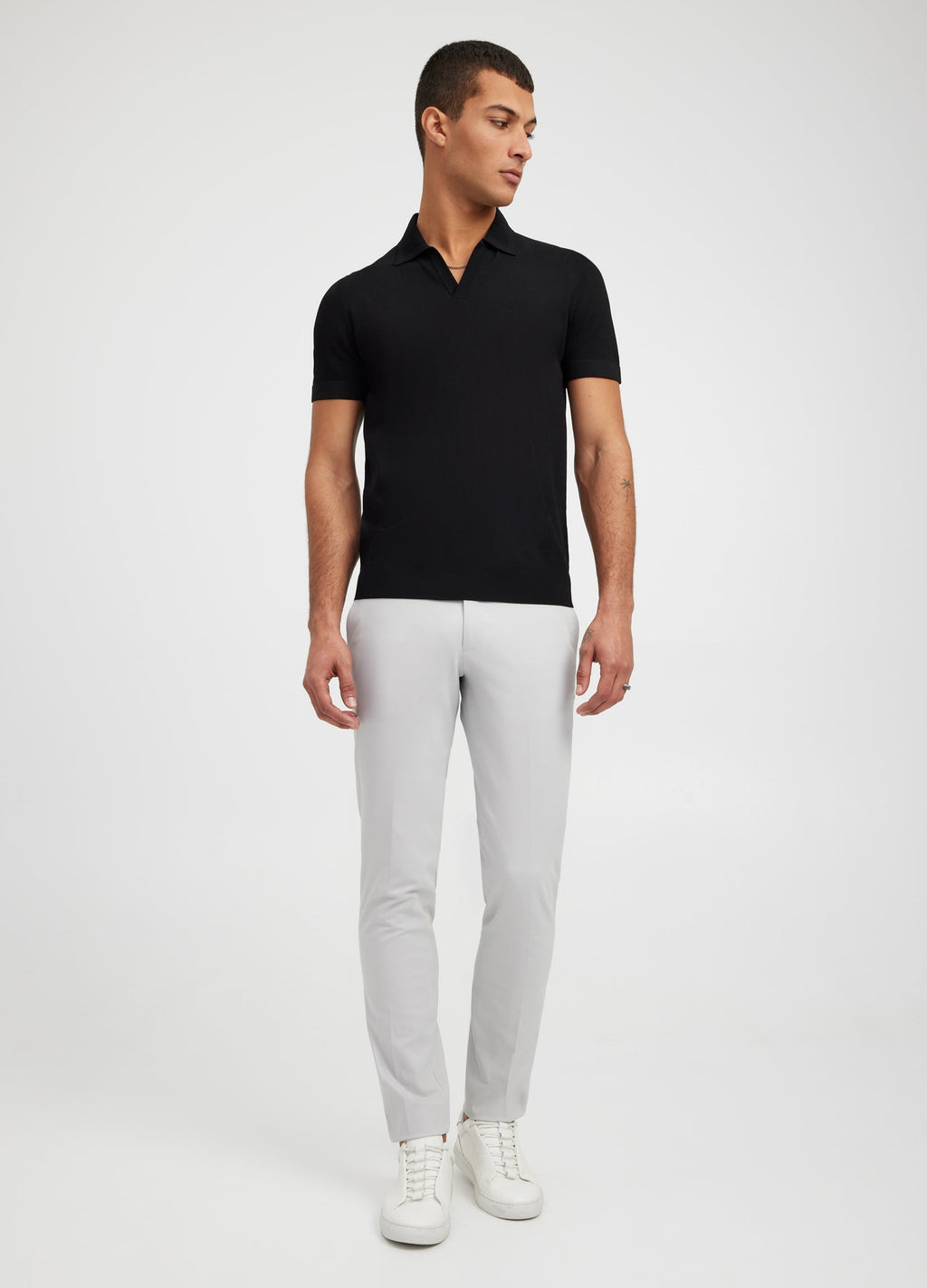 Camisa Gola Polo Canelada - Preto