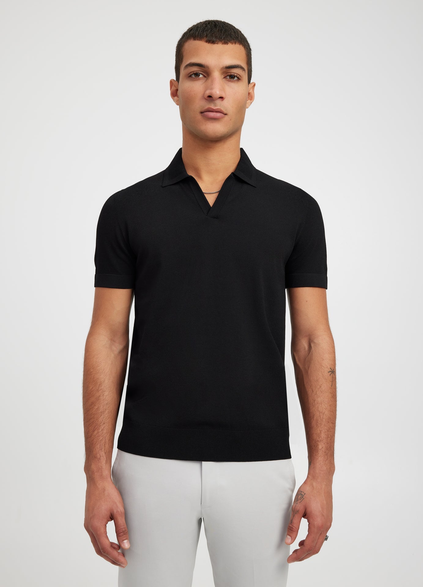 Camisa Gola Polo Canelada - Preto