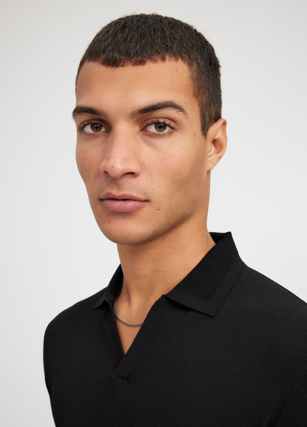 Camisa Gola Polo Canelada - Preto