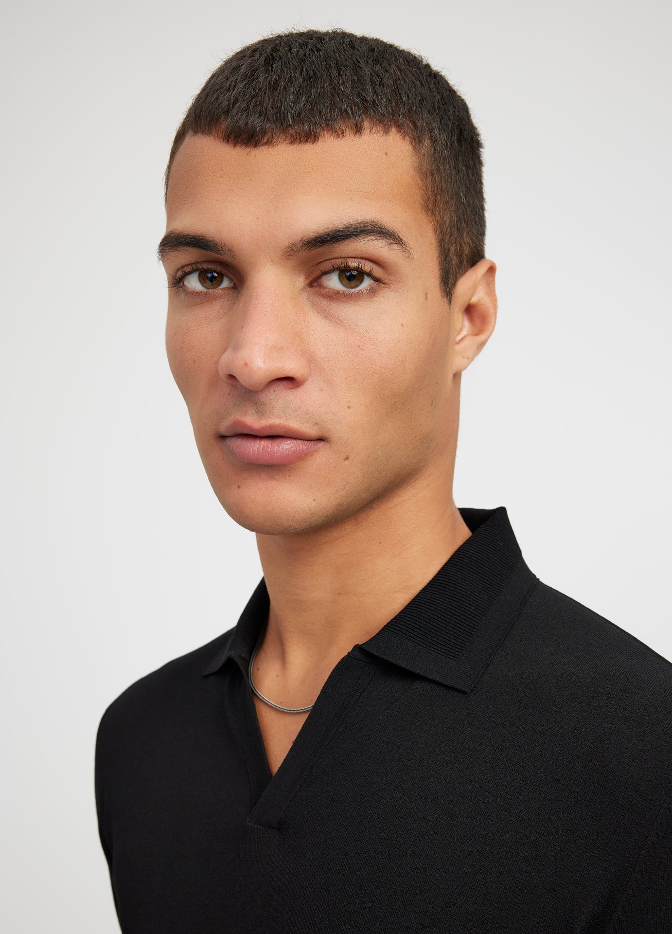 Camisa Gola Polo Canelada - Preto