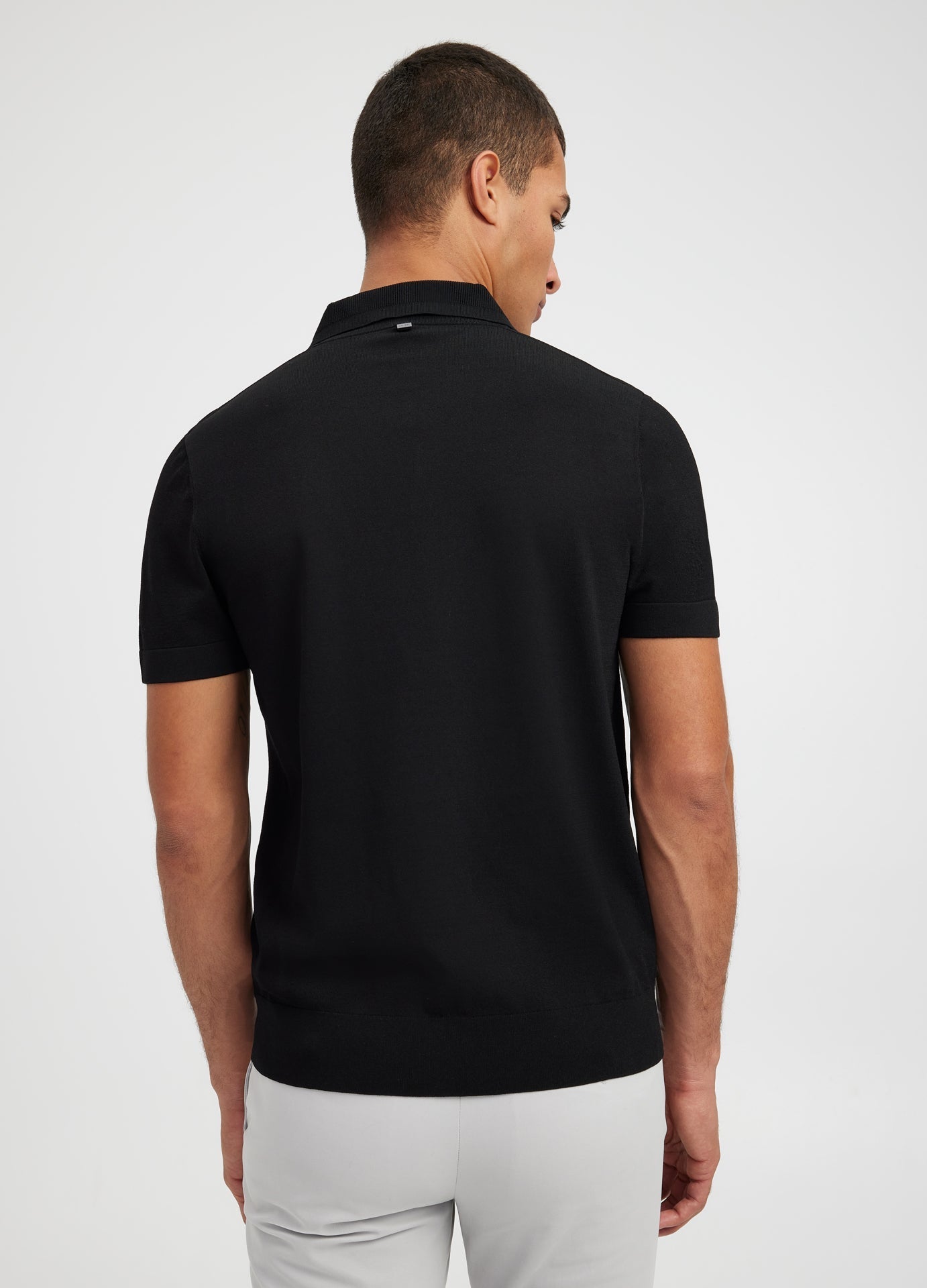 Camisa Gola Polo Canelada - Preto