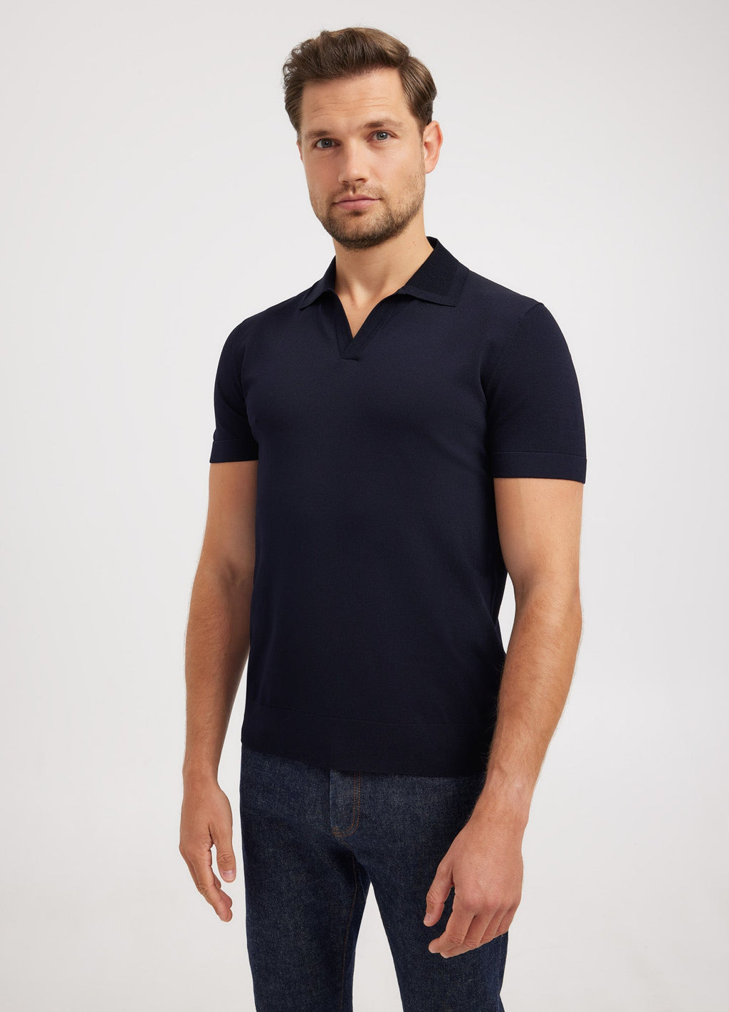 Camisa Gola Polo Canelada - Azul Marinho