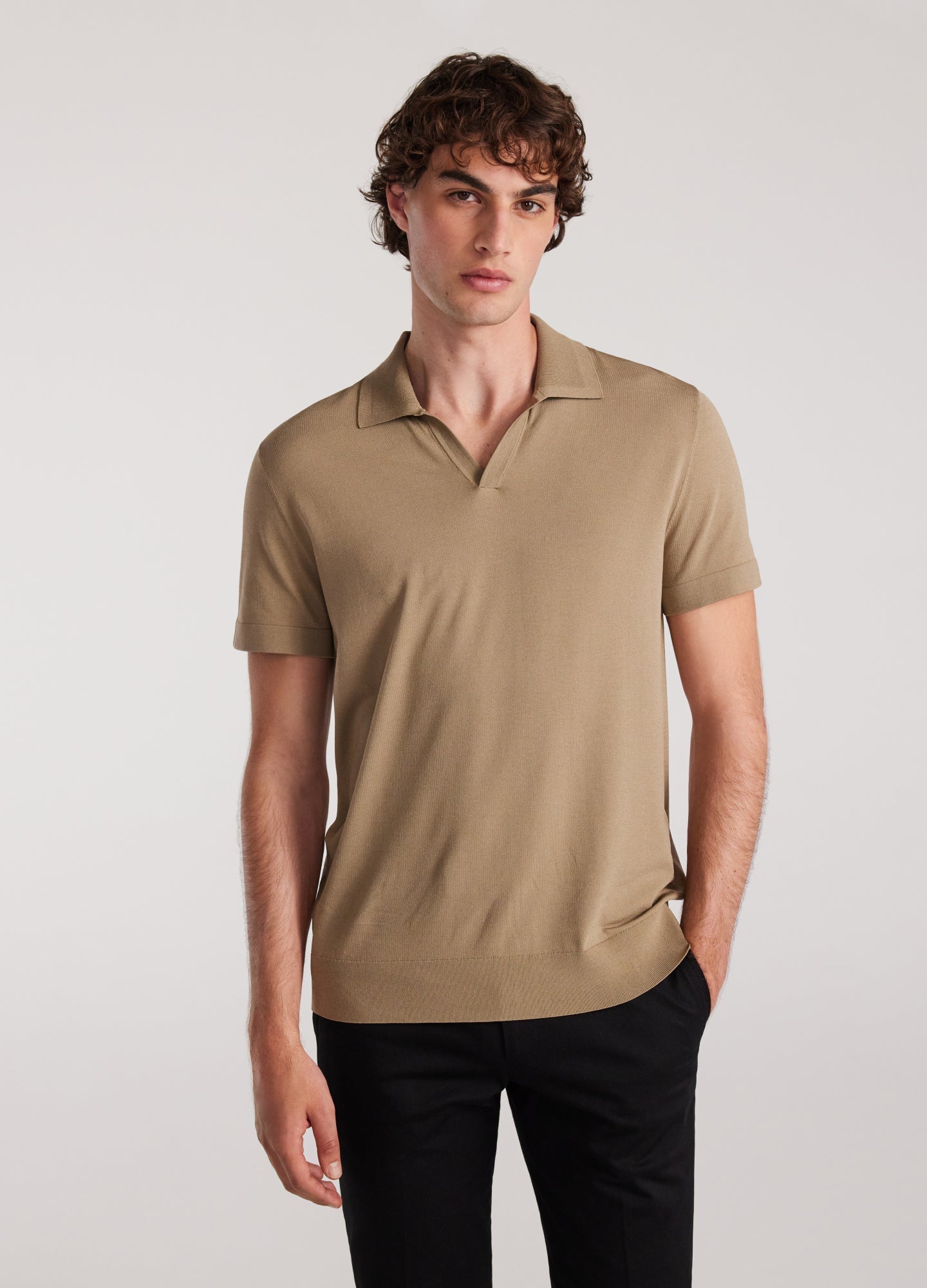 Camisa Polo Comfort em Algodão Peruano - Bege