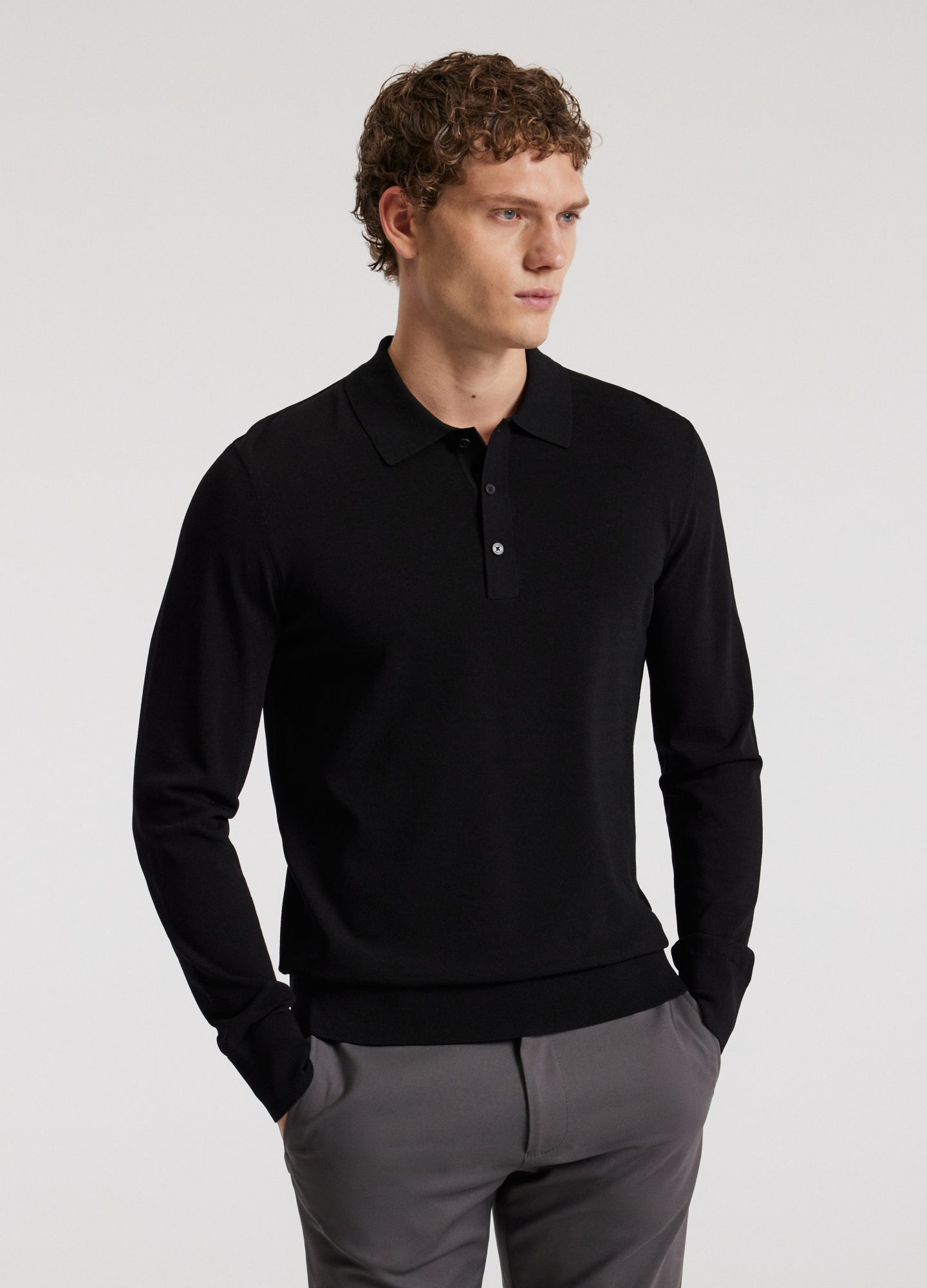 Camisa Polo Manga Longa - Preto