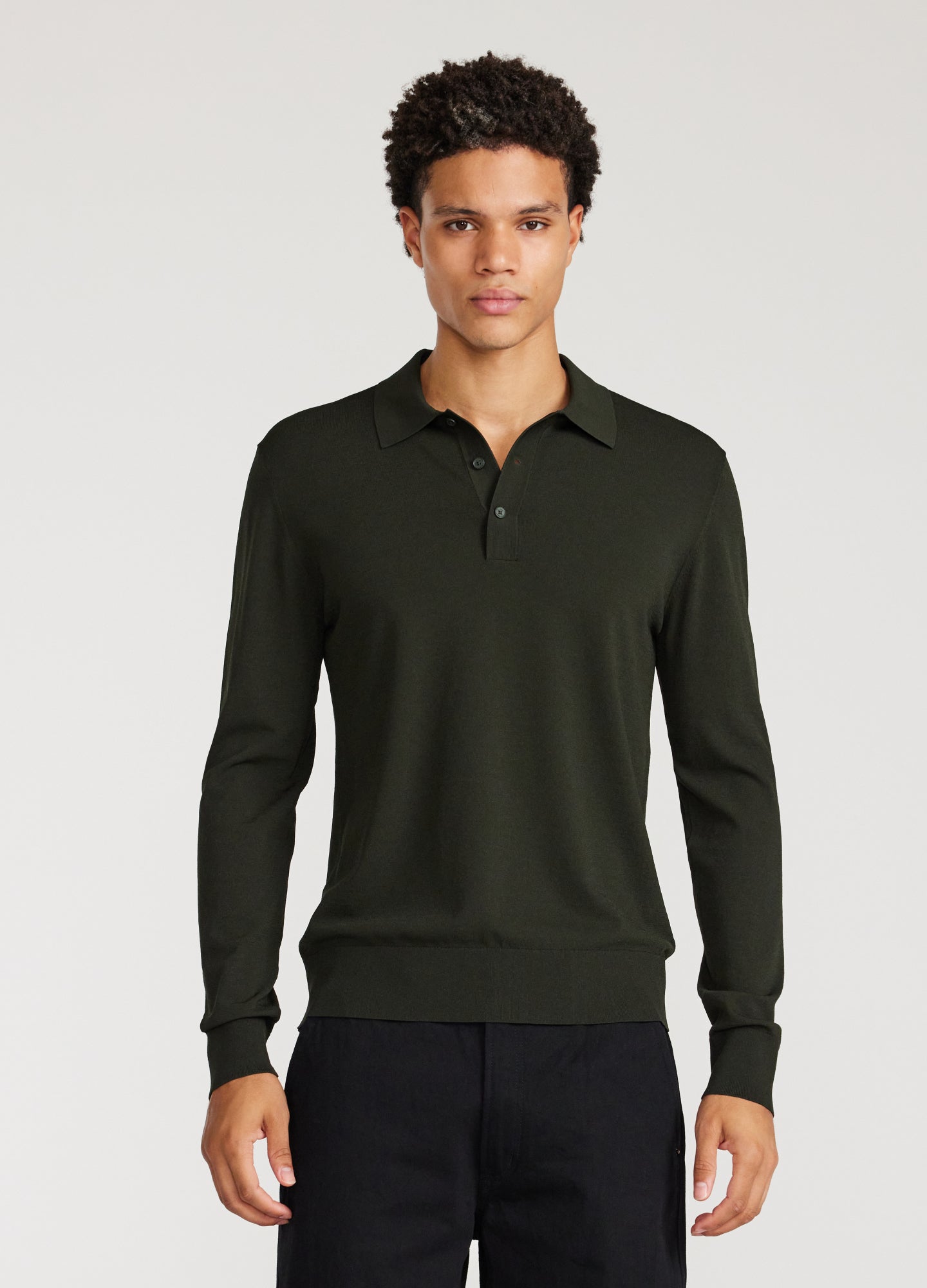 Camisa Polo Manga Longa - Verde Militar