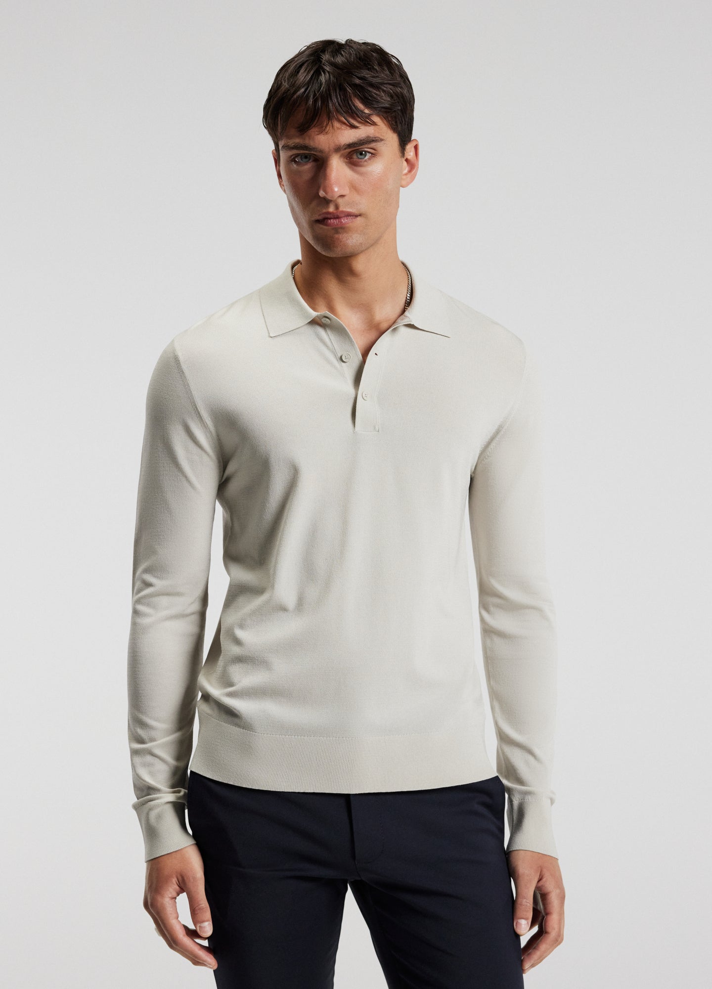 Camisa Polo Manga Longa - Off white