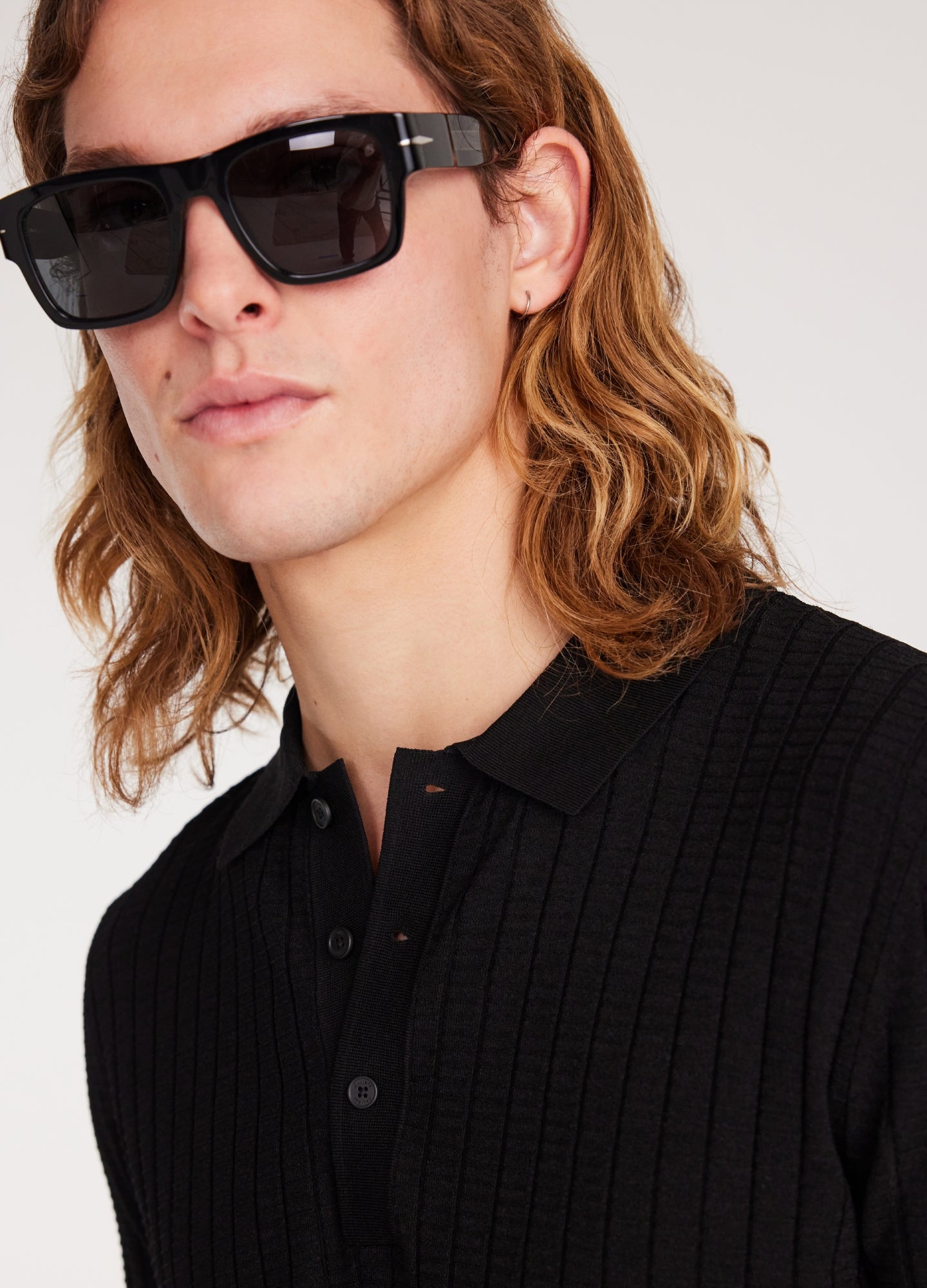 Camisa Gola Polo e Textura - Preto