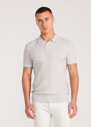 Camisa Gola Polo e Textura - Prata