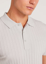 Camisa Gola Polo e Textura - Prata