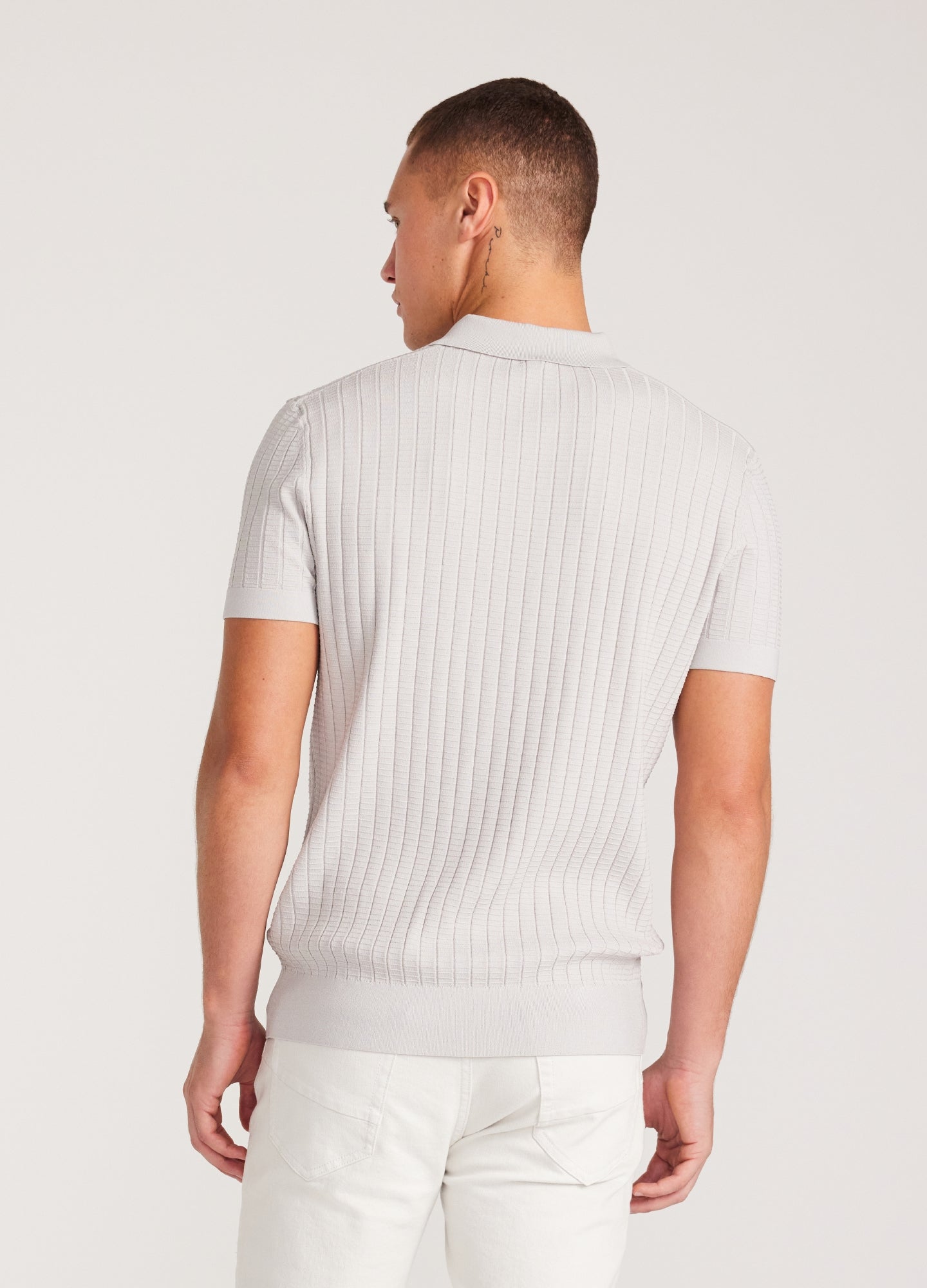 Camisa Gola Polo e Textura - Prata