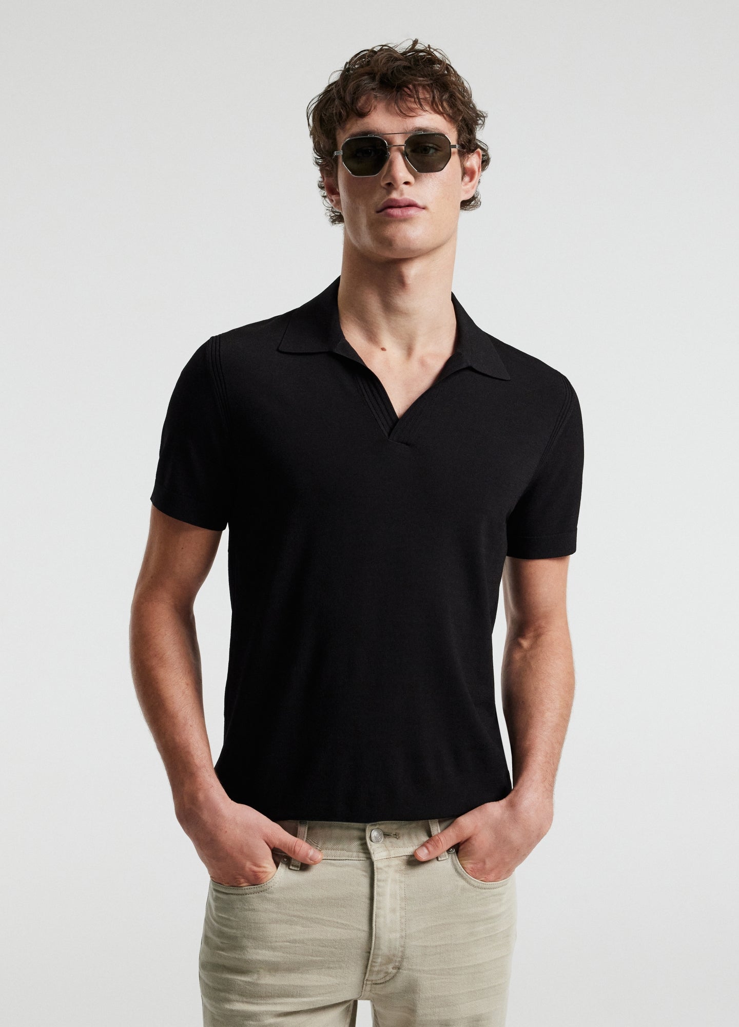 Camisa Polo em Algodão Tech - Preto