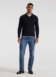 Camisa Polo Manga Longa - Azul Marinho