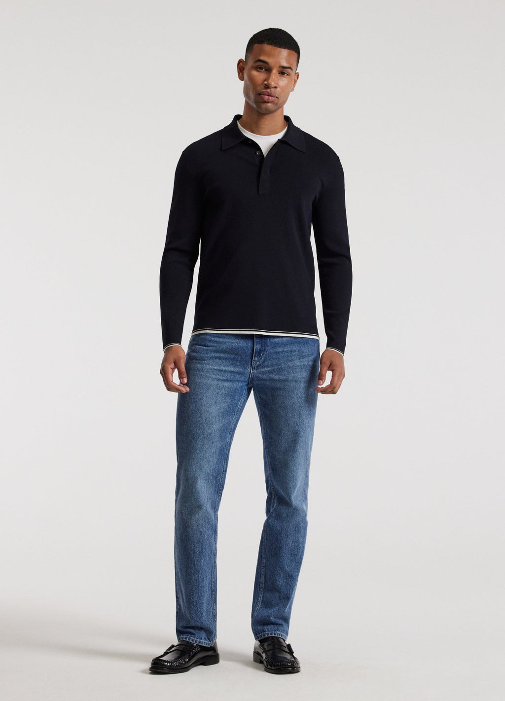 Camisa Polo Manga Longa - Azul Marinho