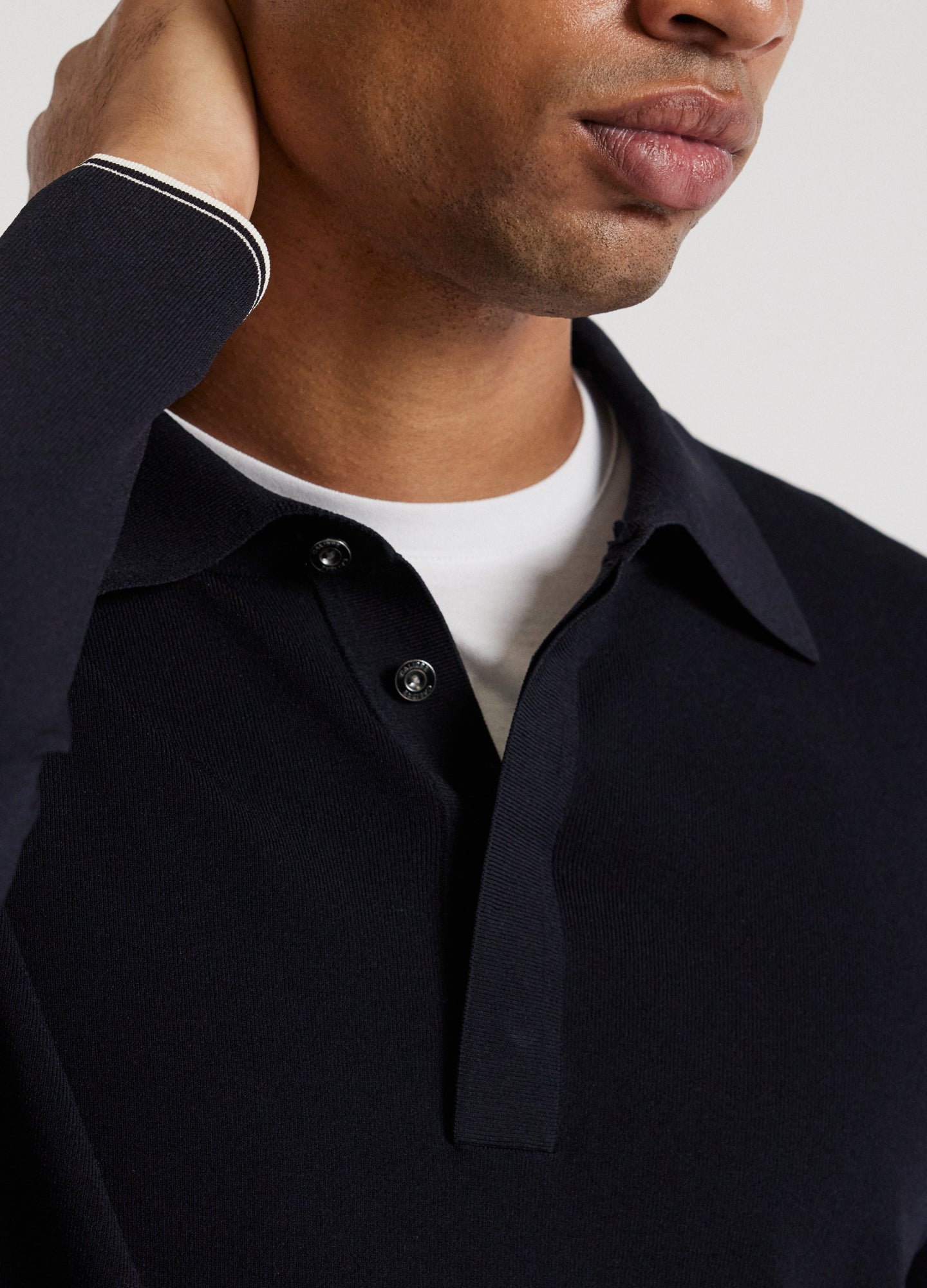 Camisa Polo Manga Longa - Azul Marinho