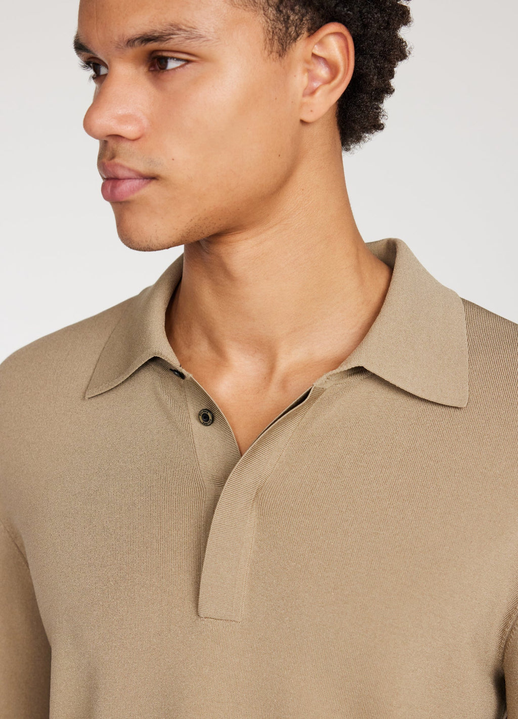 Camisa Polo Manga Longa - Bege